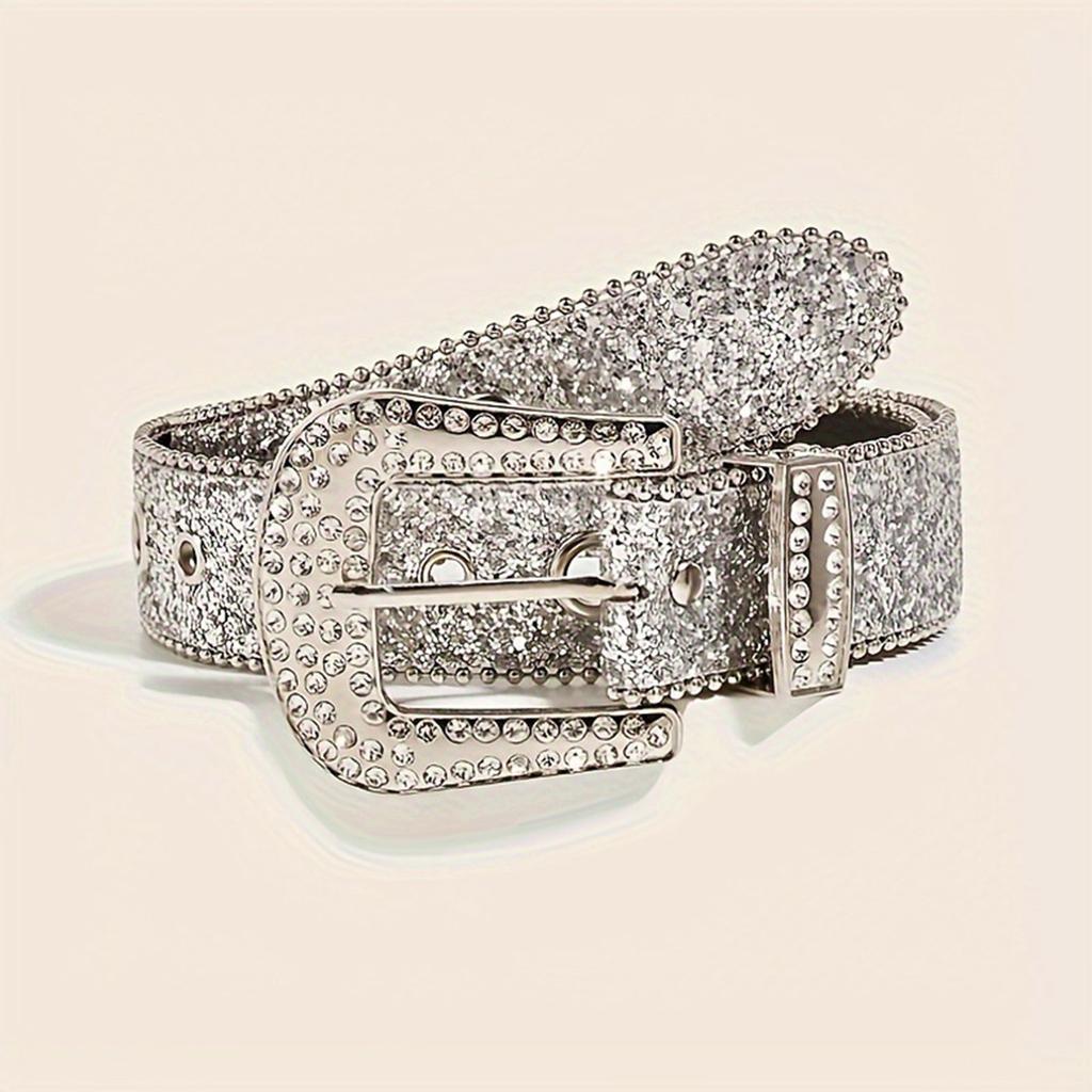 Adult Full Sequins Waist Belt Street Culture Enthusiasts Waist Belt Fashion Rock Fans Rhinestone Buckle Waist Belt