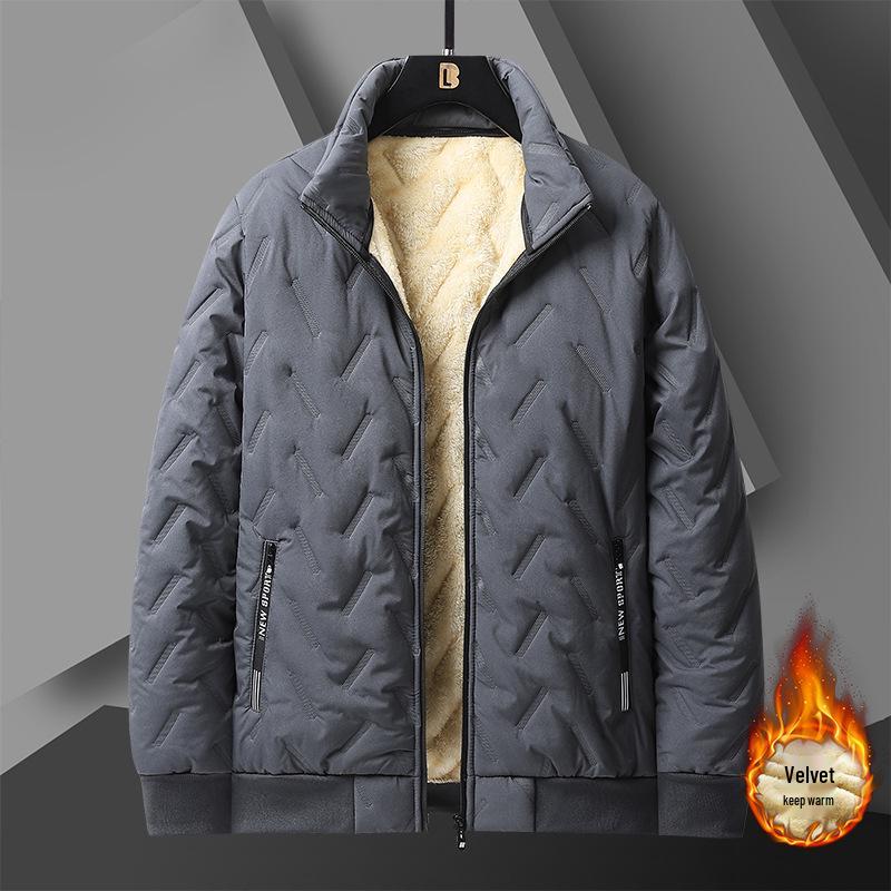 

Men s Winter Lambskin & Velvet Thickened Cotton-Padded Coat for Middle-Aged Individuals 3XL темно-сірий