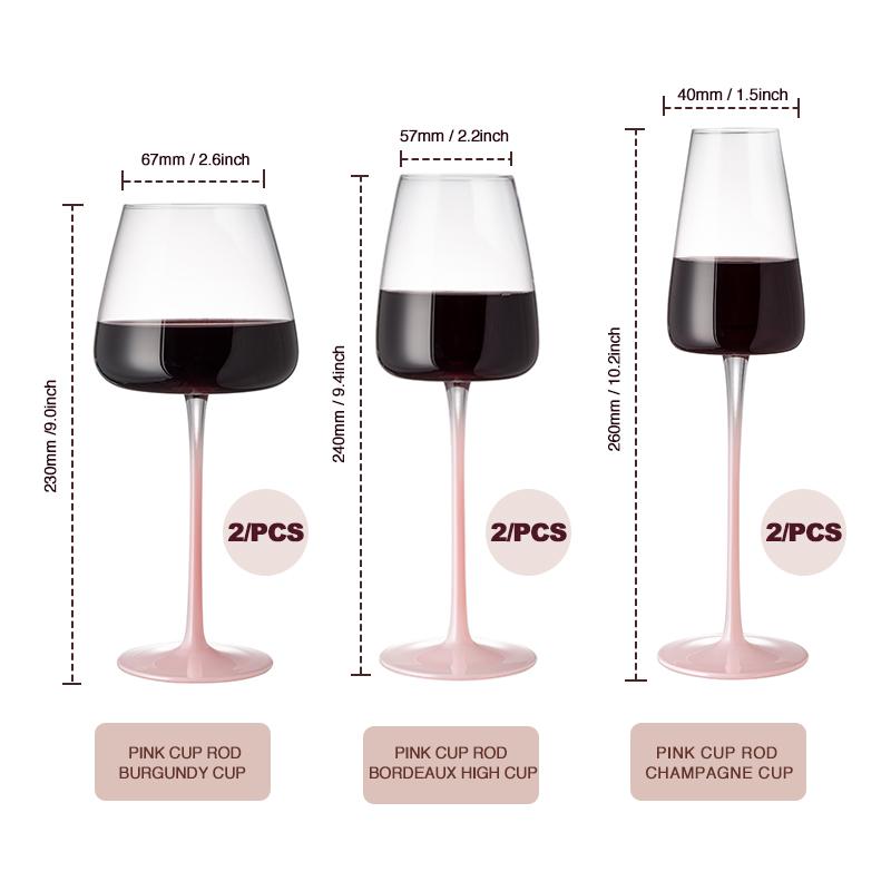 2 Stück Kristallglas Farbverlauf Rosa Kelch Kreative Persönlichkeit Bar Zuhause Kelch Einzigartiges Geschenk für Frauen, Männer, Hochzeit, Jubiläum