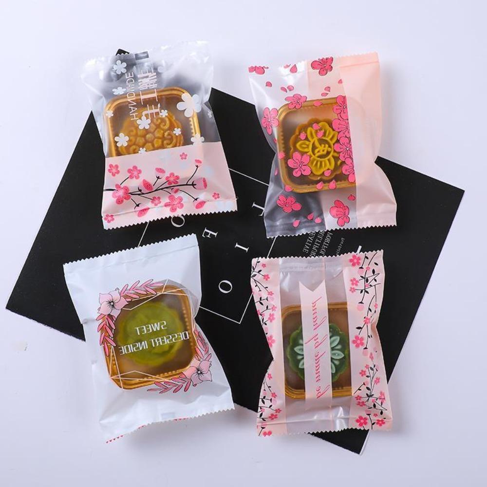 100pcs Clear Handmade Biscuit Packaging Bag Frosted Mooncake Packaging Bag Food Bag   DIY