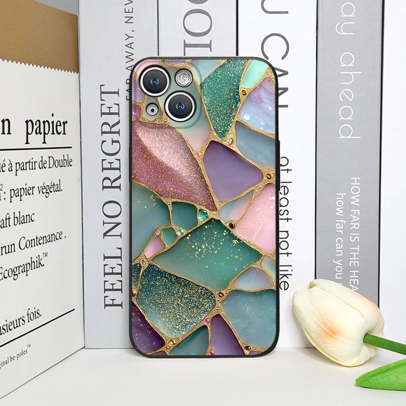 

vintage Art Green Marble Texture Printed Phone Case for iPhone 17 16 12 11 14 13 15 Pro Max Mini XS MAX XR 7 8 14Plus Soft Cover iPhone XS Max