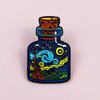 Starry Sky Cartoon Bottle Brooch: Cute Abstract Backpack/Clothes Pin Badge Accessory
