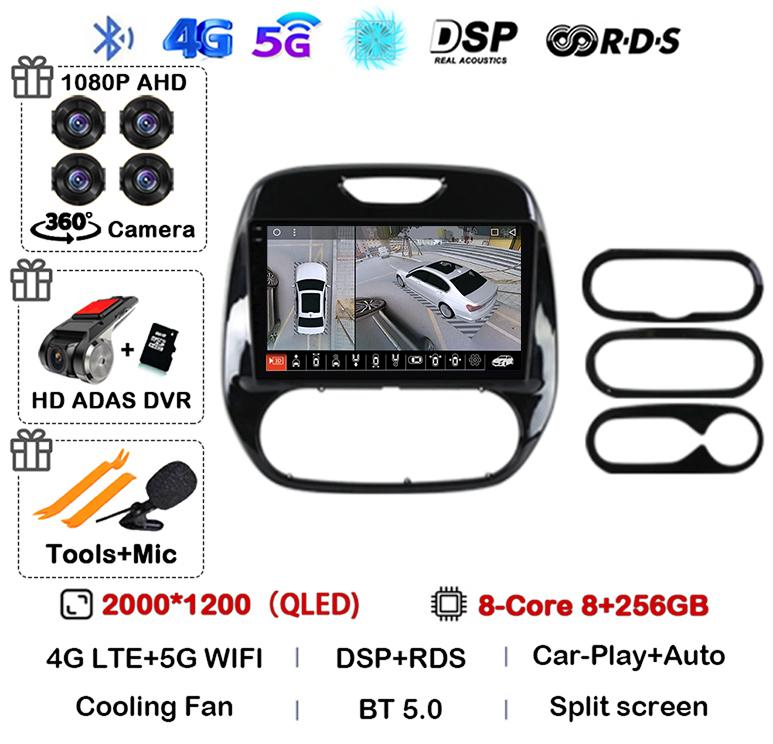 Android 14 Carplay Auto Für Renault Captur CLIO Samsung QM3 2011-2018 Autoradio Stereo GPS Multimedia Videoplayer 360 Kamera 4G