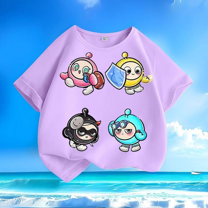 Children's Fashionable Egg-shaped Party T-shirt, Summer Casual Top for Boys and Girls