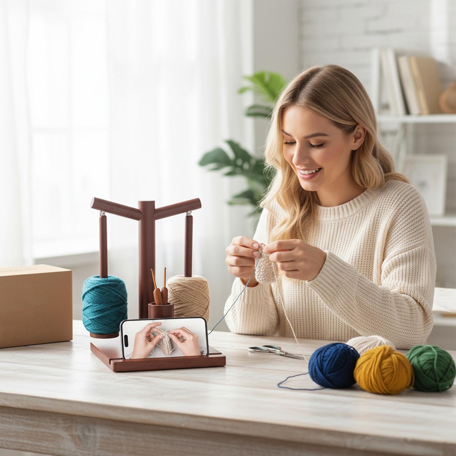 

Yarn Spinner For Crocheting Magnetic Rotating Wooden Knitting Spinner Crochet Yarn Holder With Phone Stand And 2 Spindles For China Mainland