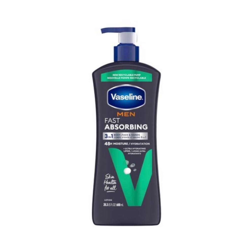 Vaseline Men 24-Hour Moisture Body & Face Lotion, 600ml, 1pc