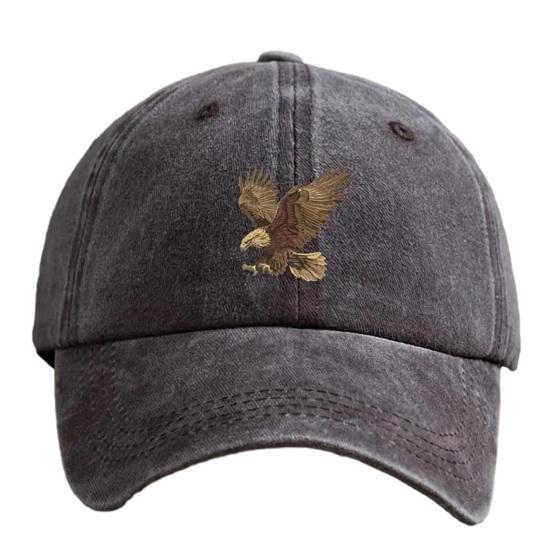 Embroidery Eagle Pattern Baseball Hat, Adjustable Back Buckle Retro Distressed Style Baseball Cap, Washed Cotton Fabric Outdoor Sunshade Cap