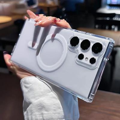Funda de lujo con marco magnético transparente Magsafe para Samsung Galaxy S24 Ultra, S21, S22 Plus, S23 FE, S24+