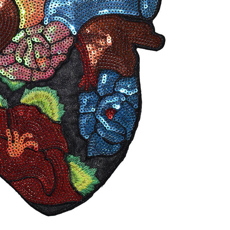 1Pcs Sequin Heart Embroidery Patch Repair Applique Clothing Decoration Accessories