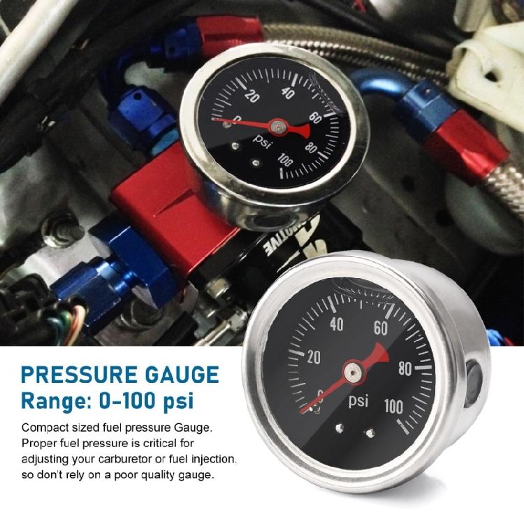 Precise Fuel Pressure Meter 1/8 Inch Threaded Connection 0 100 Testing Range For Automotive Maintenance