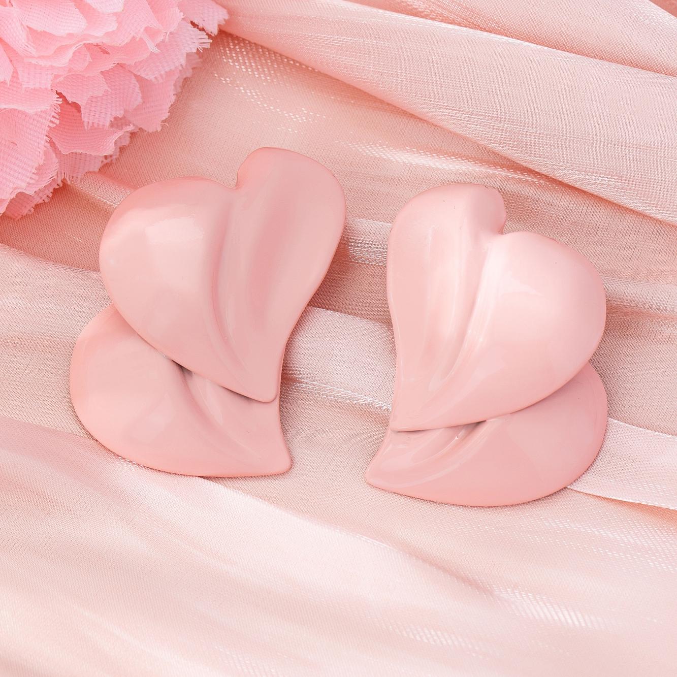 Women s Earrings Pink Heart-Shaped Valentine s Day Sweet and Romantic Earrings Suitable for Daily Wear and Valentine s Day Gifts розовый