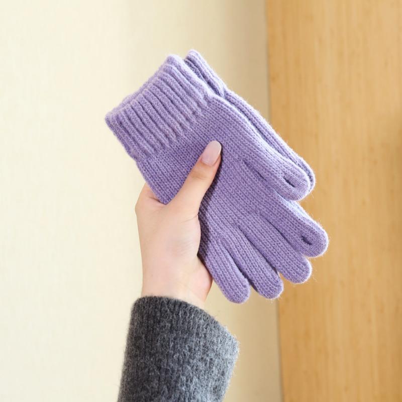 Autumn and Winter Women's Solid-color Knitted Gloves Are Cold-proof and Warm, and Can Be Cycled with Bare Fingers and Fashionable Commuting