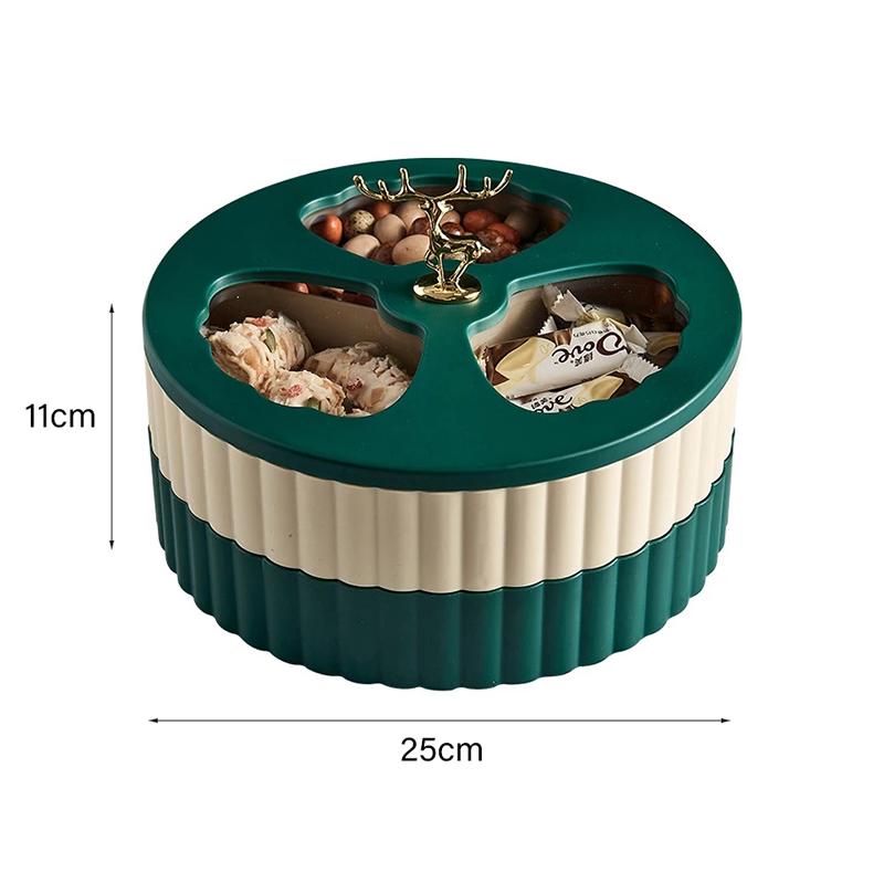 

Двухслойный пластиковый контейнер для хранения Nordic Green Deer, фруктовая тарелка для садовых закусок, украшение для дома, гостиная 10 Inches