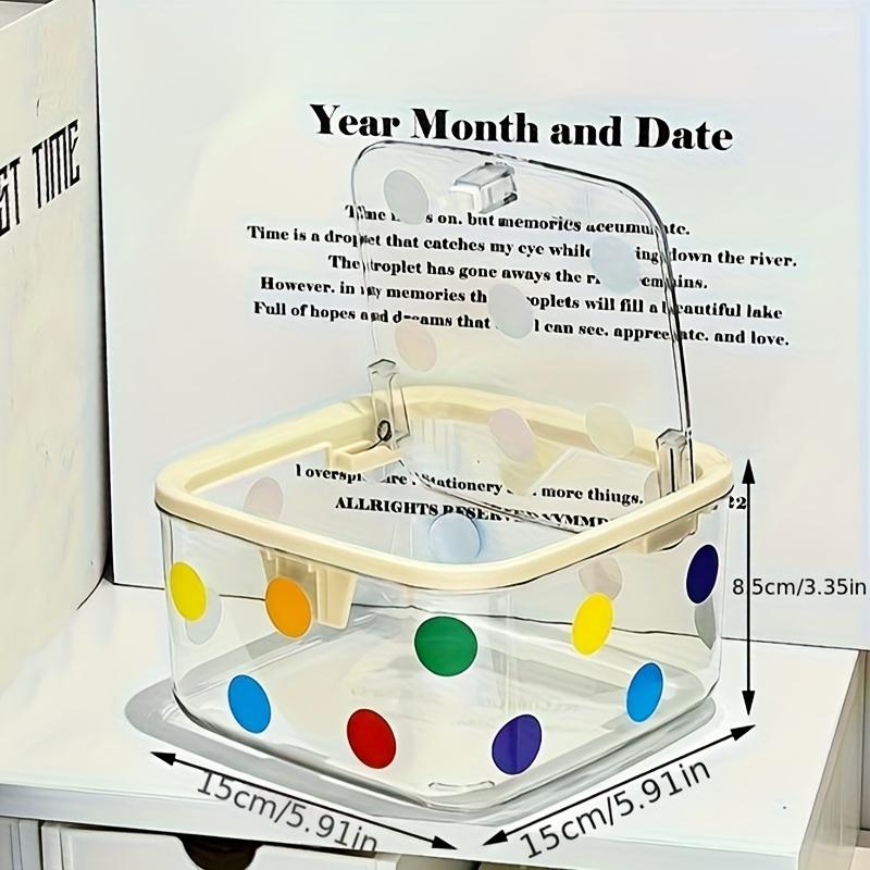 

Коробка-органайзер для декоративных аксессуаров для волос в горошек с прозрачной крышкой, многосекционное прочное пластиковое хранилище для ободков, резинок для волос, украшений