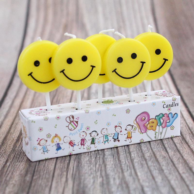 Creative Children's Birthday Candle Cartoon Candle Happy Birthday Letter Candle Without Cake Candle Cute Smiling Face