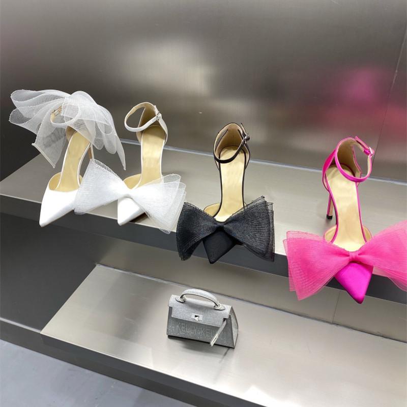 Fashion Brand Fashion bowknot Women Pumps Luxury Satin Thin High heels Party Prom Sandals Spring Summer Female Wedding Bridal Shoes