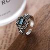 Chic Vintage Punk Hollow Zircon Copper Ring For Women Adjustable Fashion Statement Jewelry