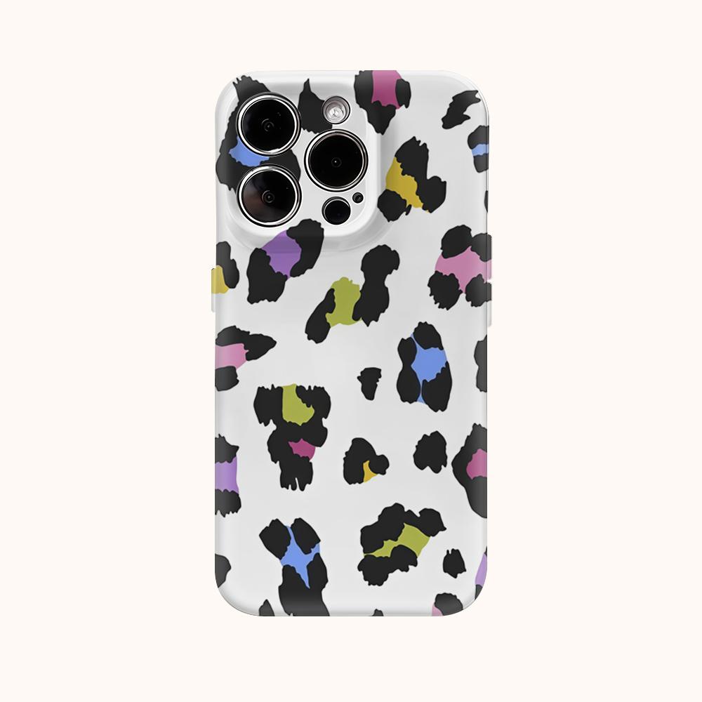Colorful Leopard Spots Phone Case for IPhone 17AIR 16E 16 15 14 13 12 11 17 Pro Max Plus Double-layer Back Cover