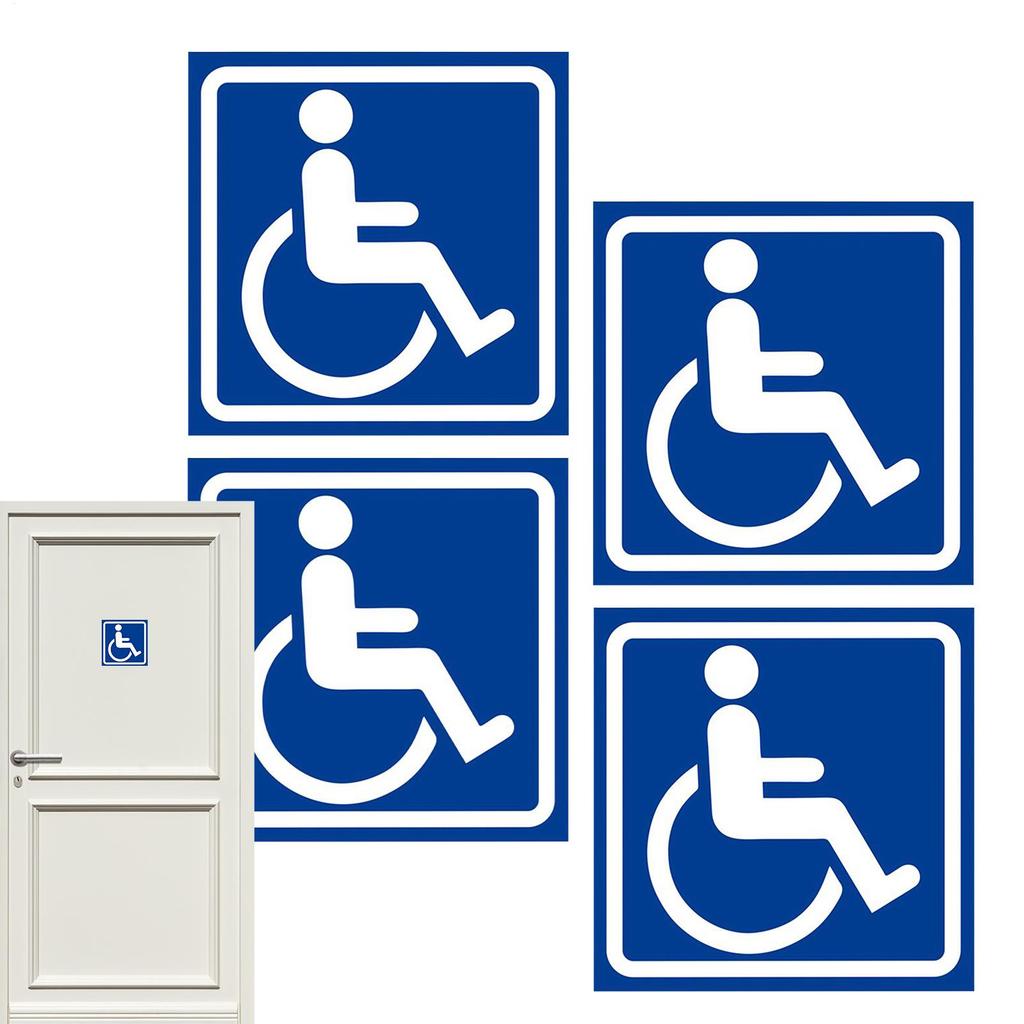 4pcs Disabled ADA Sign Disability Mobility Parking Car Sticker PVC Decal For Bus Auto Home Hospital Public Areas Parking