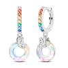 925 Silver Earrings Colorful Oval Gemstone Earrings Charm Hoop Earrings for Women Big Circle Fashion Silver Jewelry