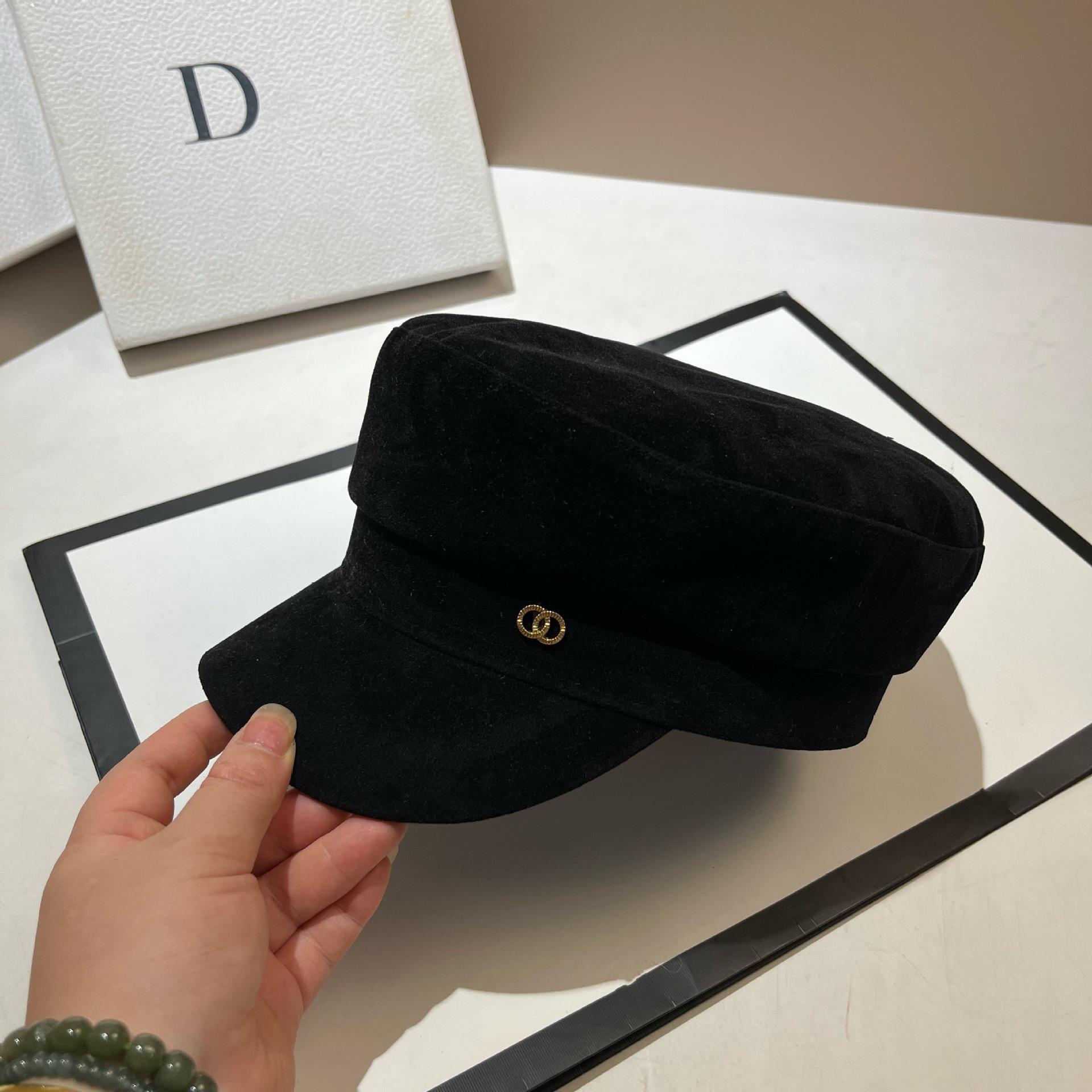 Осенняя Матовая Кожаная Синяя Шляпа Маленький Ароматный Стиль Двойной Круг Замшевая Восьмиугольная Беретка Универсальная Кепка Газетчика adjustable