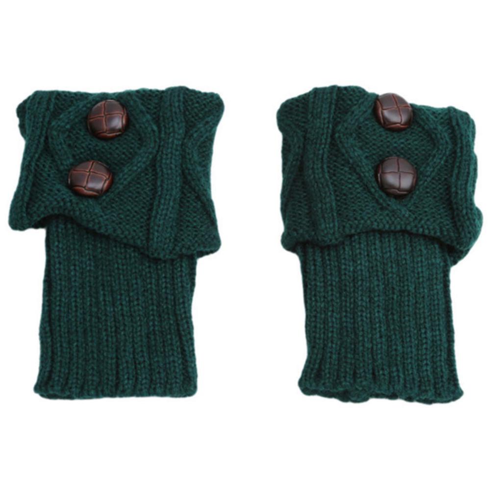 Autumn Winter Women Leg Warmers Socks Solid Color Sports Outdoor Knitted Boot Toppers 2 Button Fashion Boot Cover