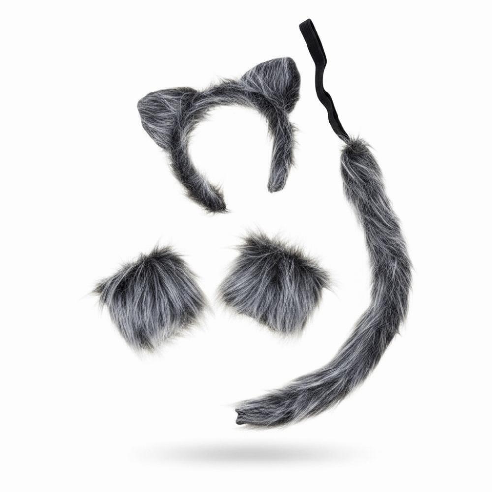 4pcs/set Exquisite Wolf Ear Headband Furry Animal Cosplay Outfit Stage Performance