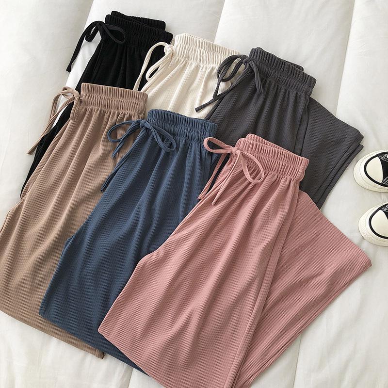 

Women s Autumn Elastic Waist Wide-Leg Pants—Korean Style, Loose, Slimming, Draping Long Pants, Solid Color, Casual Fit. One Size