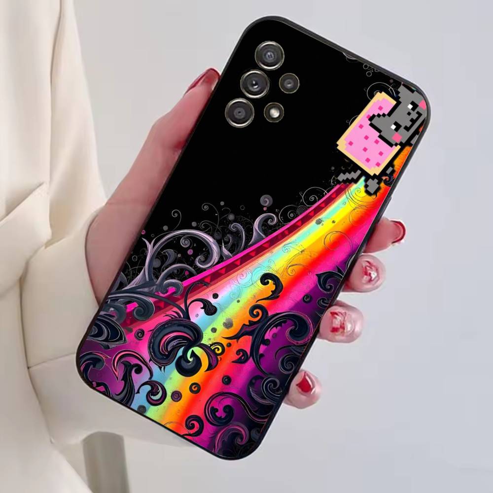 

Cute N-Nyan Cat Phone Case For Samsung S25,S24,S21,S22,S23,S30,Ultra,S20,Plus,Fe,Soft Silicone Black Cover Samsung S25