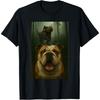 English Bulldog Dog Selfie With T-Rex Dinosaur Funny T-Shirt