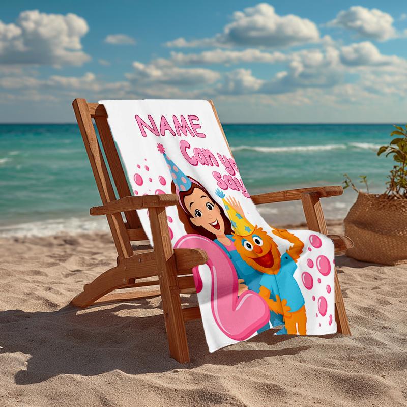 Custom Name Ultra-Soft Beach Towel with Ms. Rachel Theme,Ideal for Pool - Camping, Diving - Perfect Travel Essential, Vibrant Beach Towel.