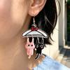 Novelty Cartoon Cat Drops 1 Pair Cute Dangle Drop Earrings for Women, 2D Acrylic Kitten Playful Accessory Gift Hang on Clothes Hanger Earrings, Funny
