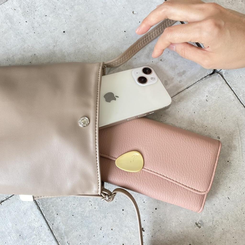 [mauve] Soft Faux Leather Smartphone Shoulder Bag for Women, Lightweight, Crossbody, Neck, Wallet, Pouch, Smartphone, Cell Phone, Mini Bag, Medium