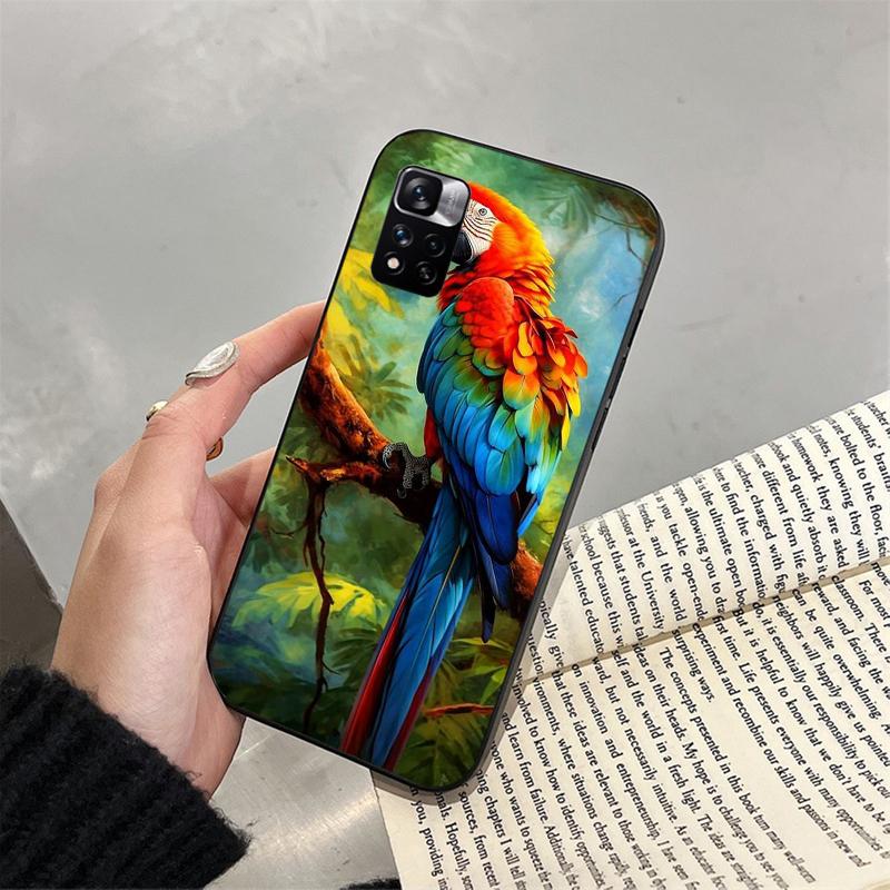 Pouzdro na telefon s papouškem ara pro Xiaomi Redmi note 13 12 Pro 11S 11 10 Pro 10S 12S Redmi 10 13C 9C