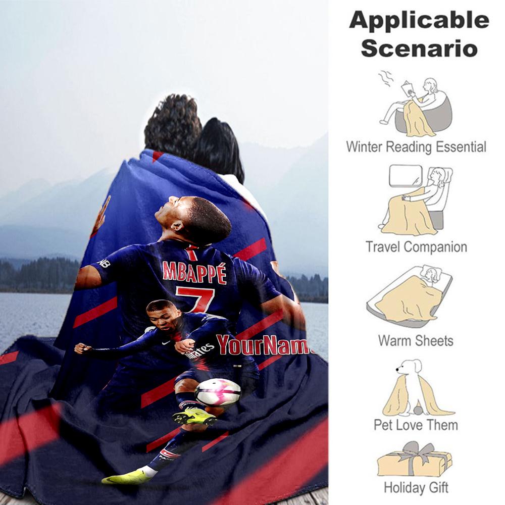 Mbappe 126 Customize Your Name Blanket Cozy Customizable Blanket Warmthful Decor Suitable for Office Nap Picnics Sofa for All Occasions