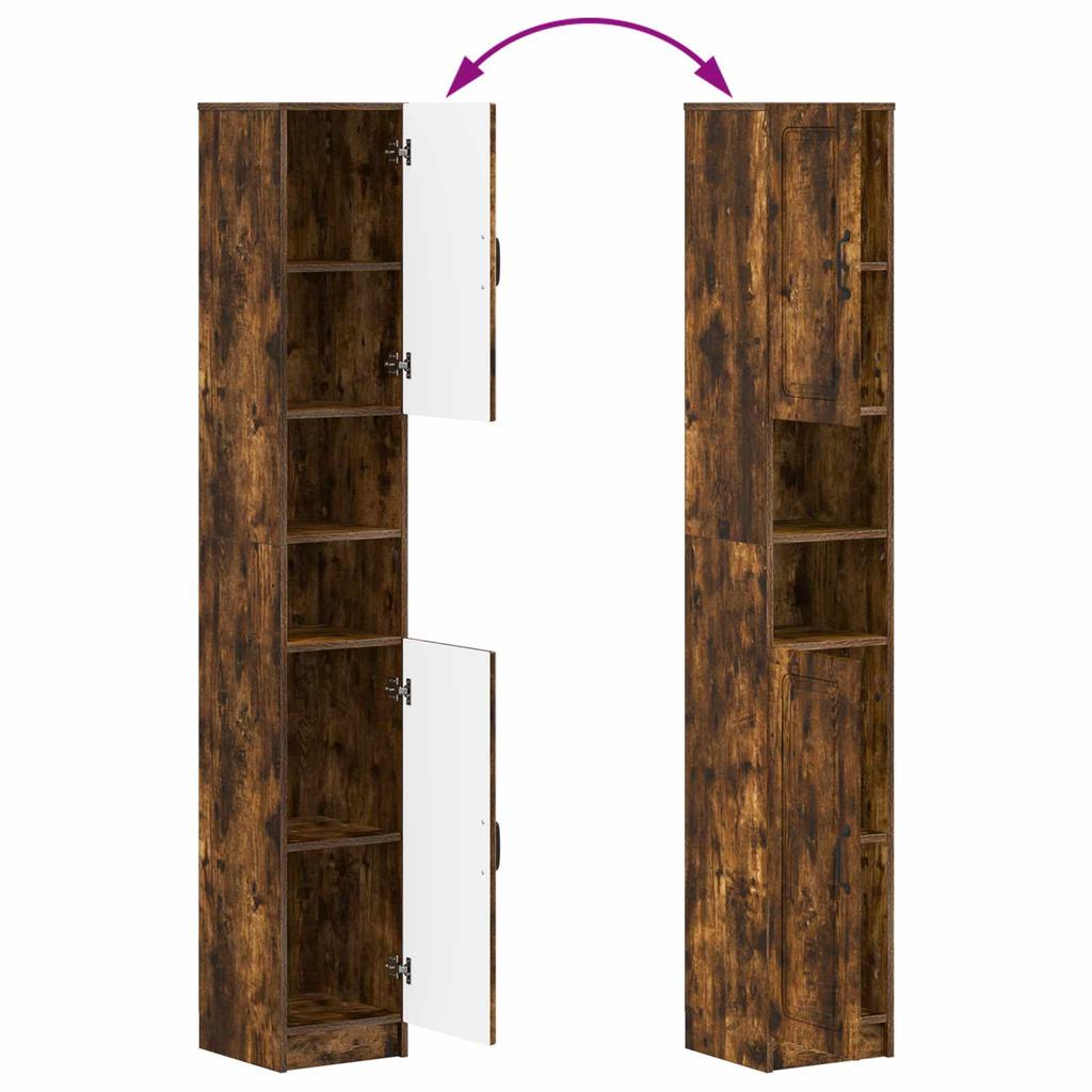 Bathroom Cabinet with Open Shelf UTRECHT Smoked Oak