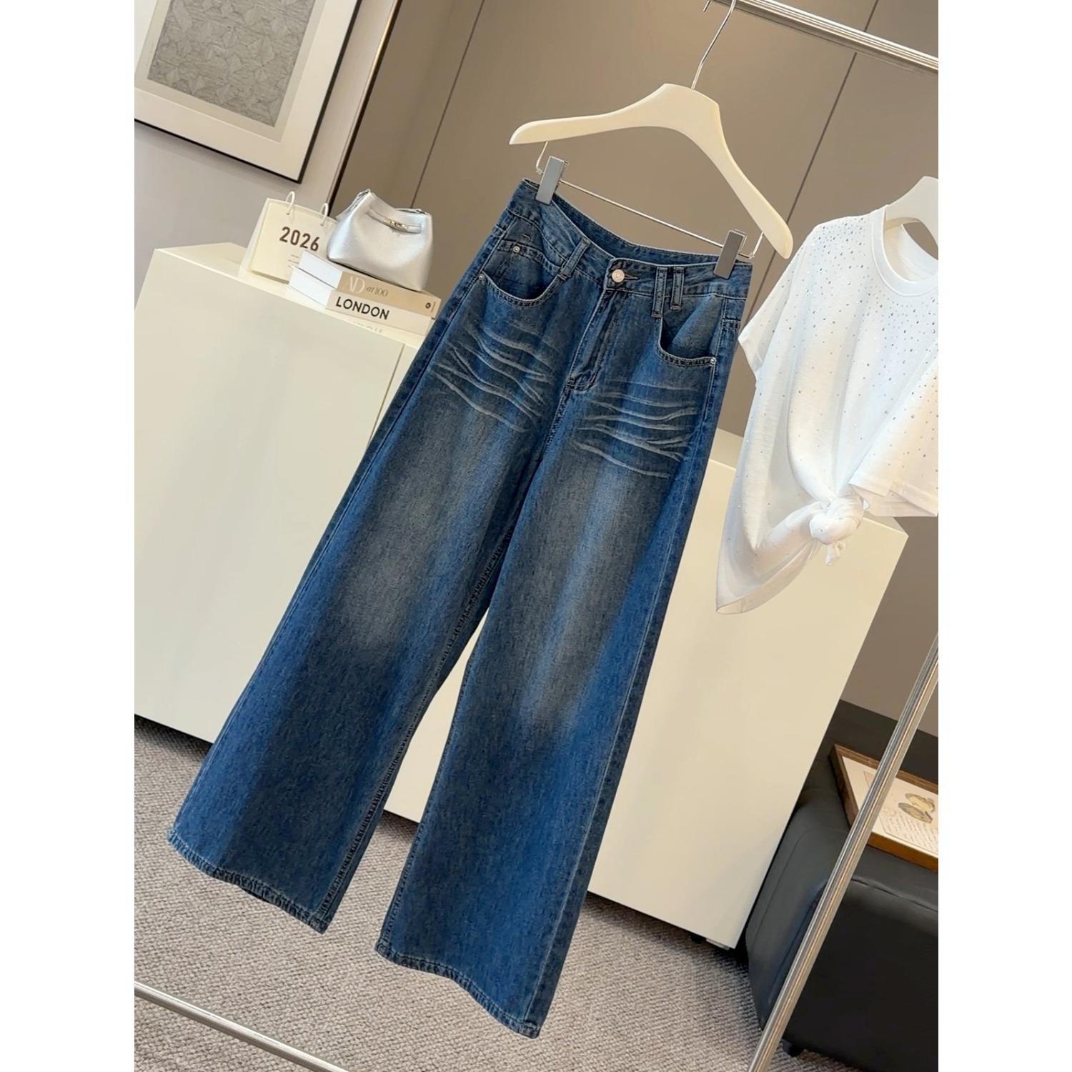 Women s High Waist Wide Leg Jeans Loose Casual Straight Leg Summer Denim Pants S