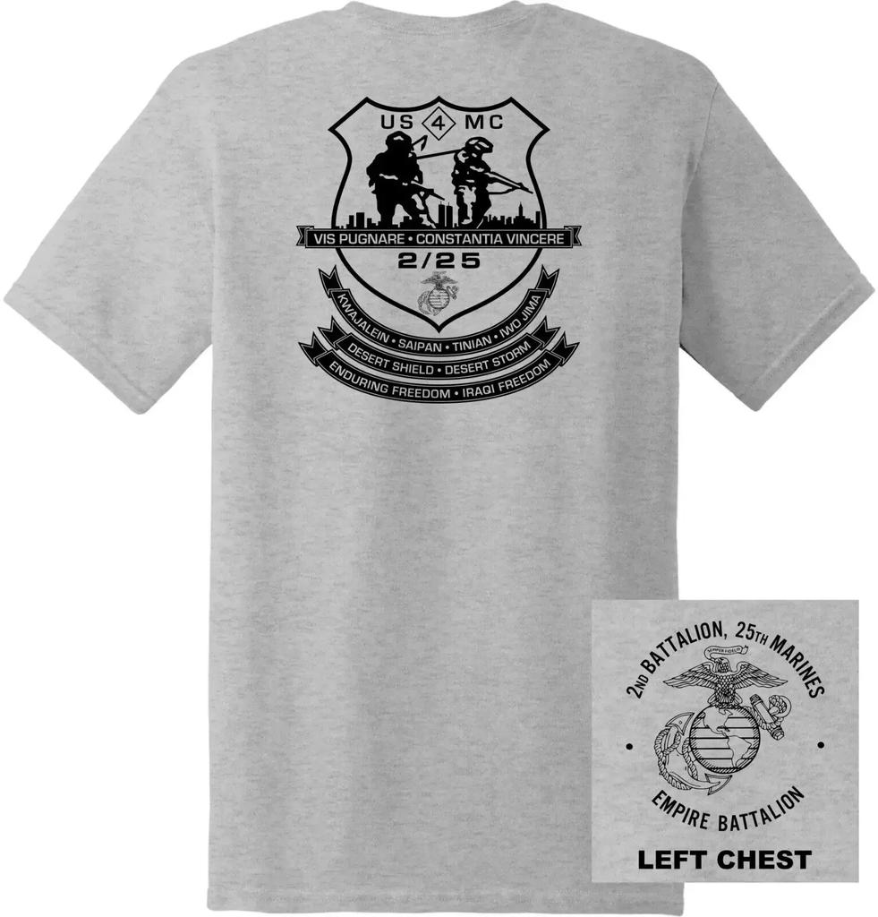US Marine Corps 2nd Battalion 25th Marine RegiUnisext TShirt 100 Cotton ONeck Short Sleeve Summer Casual Unisexs Tshirt