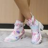 Women's Fashion Color Solid Color Ankle Boots Women's High Heel Rhinestone Chunky Heel Ankle Boots Suede Boots for Women