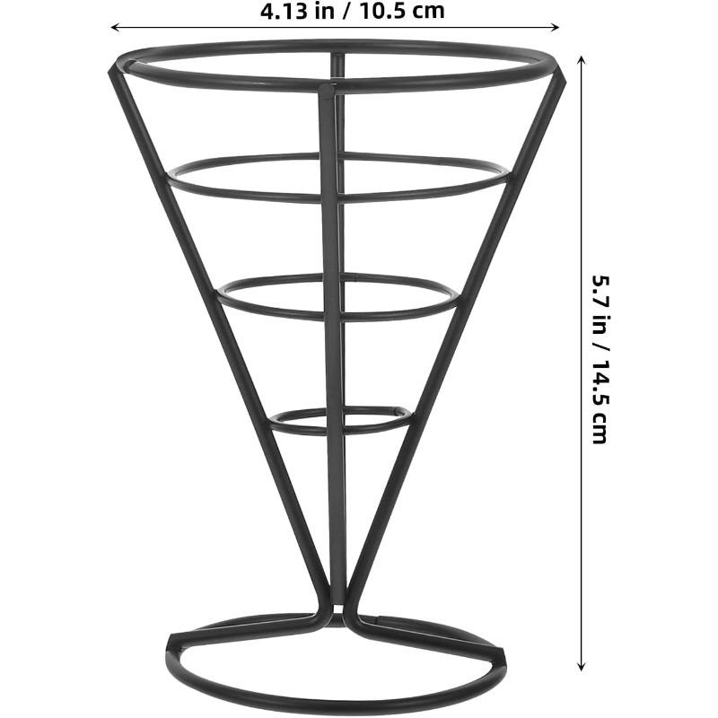 

French Fries Holder Cone Basket Snack Display Stand for Fried Chicken Snack Stands for Home Cafe Restaurant and Party Use чёрный