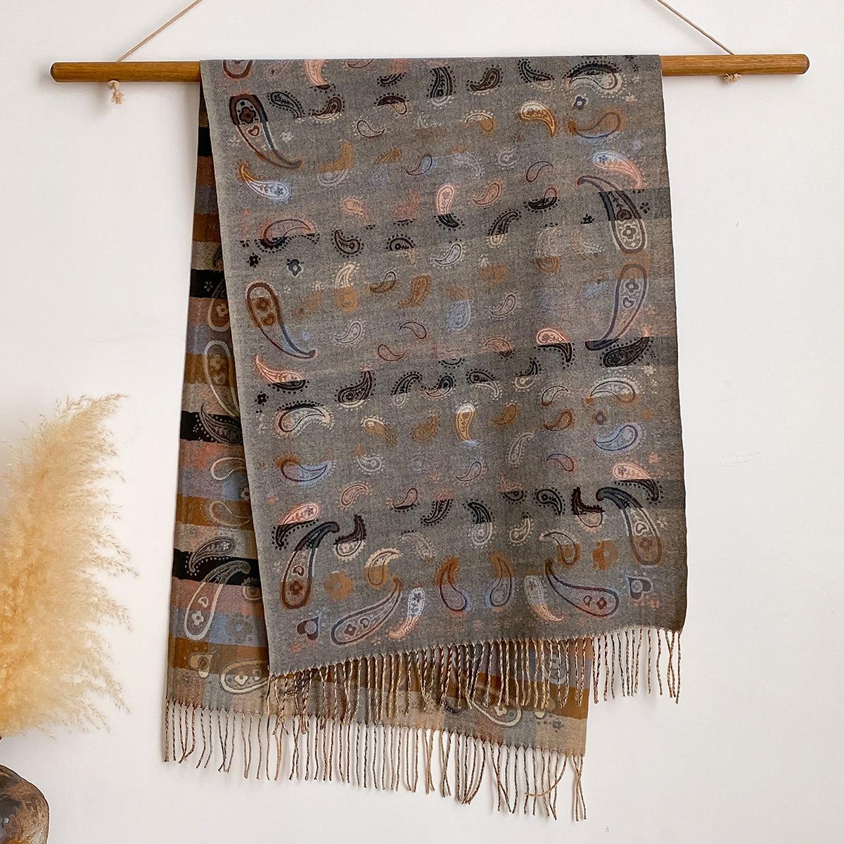 

Scarf shawl high-end imitation cashmere scarf women s winter warm travel ethnic style shawl 200x65cm