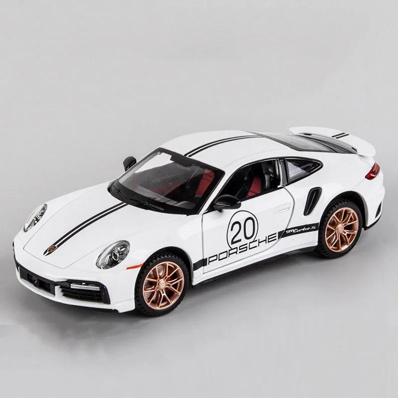 1:24 911 Turbo S GT3 RSR Toy Alloy Car Model Sound Light Pull Back Simulation Vehicle Model Collection Gifts for Friend