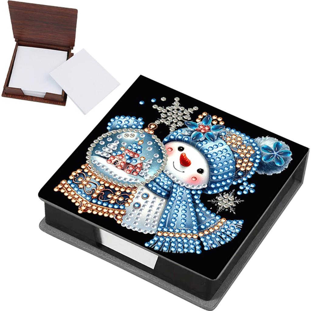 5D DIY PU Diamond Painting Notecard Box with 160 Sheets Paper Self Adhesive Crystal Note Box Mosaic Kit for Home Office