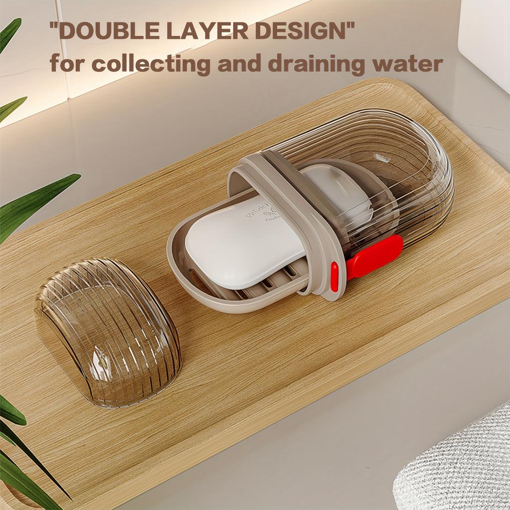 Soap Box Travel Portable Mini Soap Box Sealed Draining with Lid Soap Box Transparent Light Luxury Premium Soap Dish Ceramic