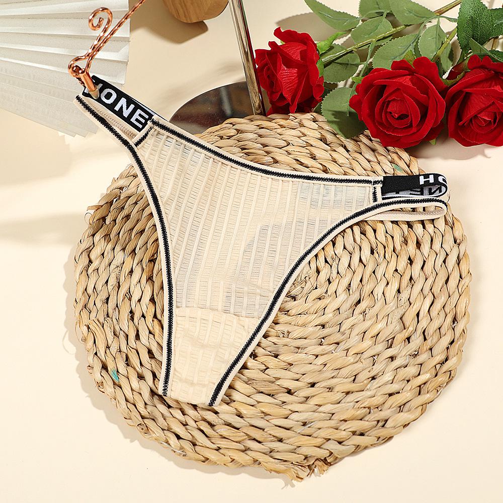 Contrast Color Women's T Pants with English Belt - Sexy Thong in Plus Sizes