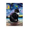 Poster Astratto Gatto Notte Stellata Van Gogh Stampa su Tela Pittura Animale Carino Arte da Parete Per Soggiorno Decorazione Casa Quadri