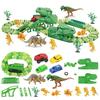 Electric 165pcs Dinosaur Rail Car Track Racing Toy Set Bend Flexible Track Race