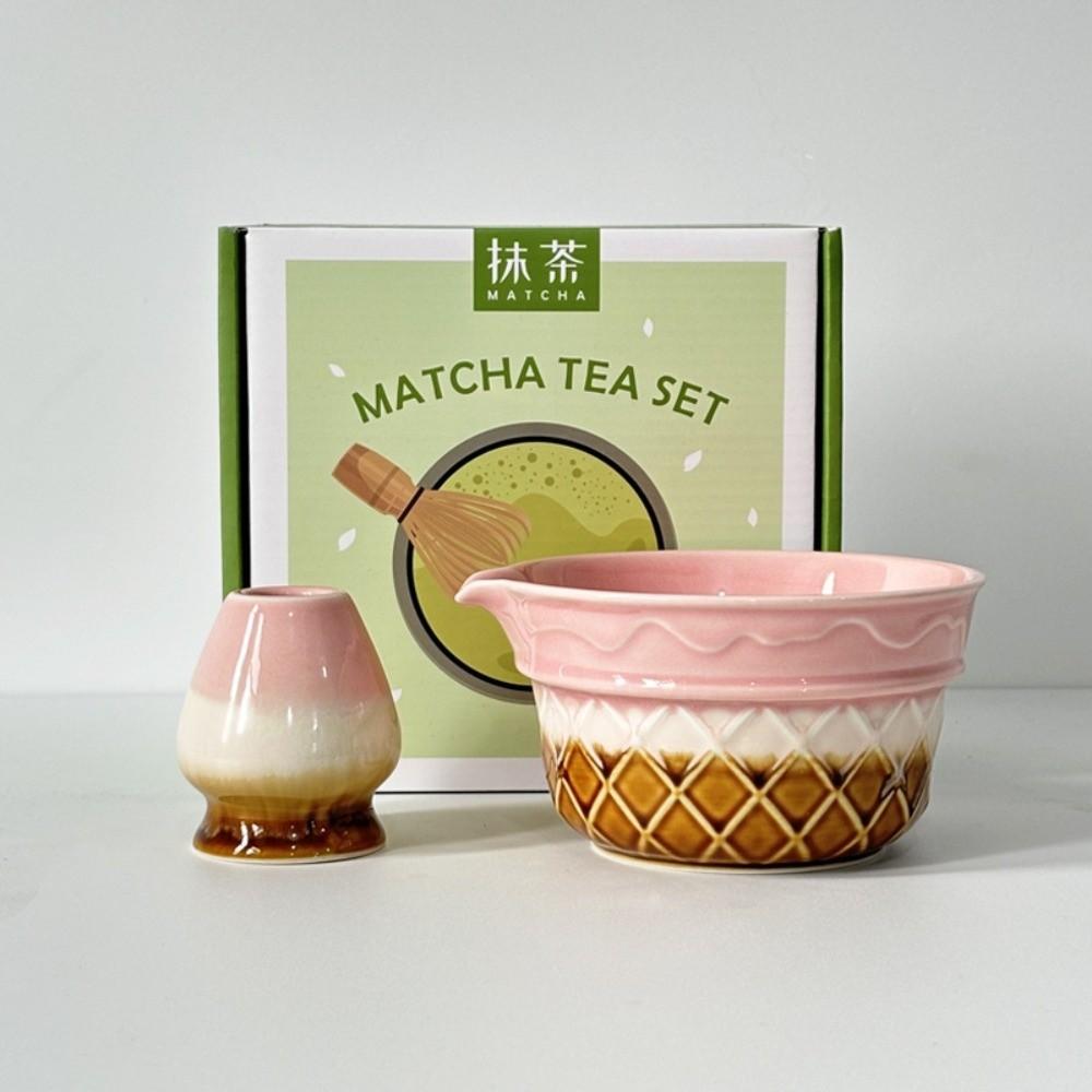 

2/5/8PCS Gradient Color Matcha Bowl Ice Cream Matcha Making Kit New Japanese Tea Set Tea Lovers 2pcs-Brown Pink