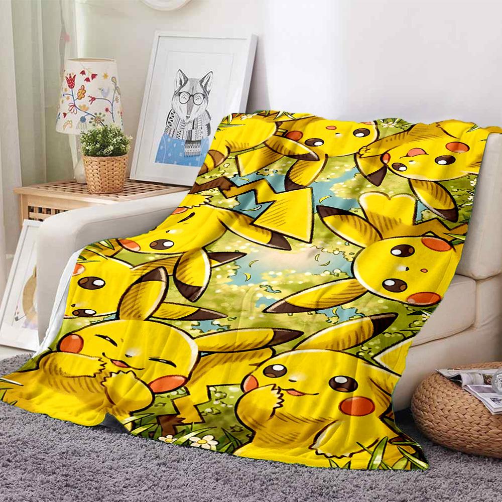 1pc Pikachu Blanket Lightweight Flannel Blanket Throw Blanket For Sofa, Bed, Travel, Camping, Livingroom, Office, Couch