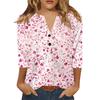 Women's T Shirt Print Button 3/4 Sleeve Daily Weekend Fashion Basic V- Neck Regular Top